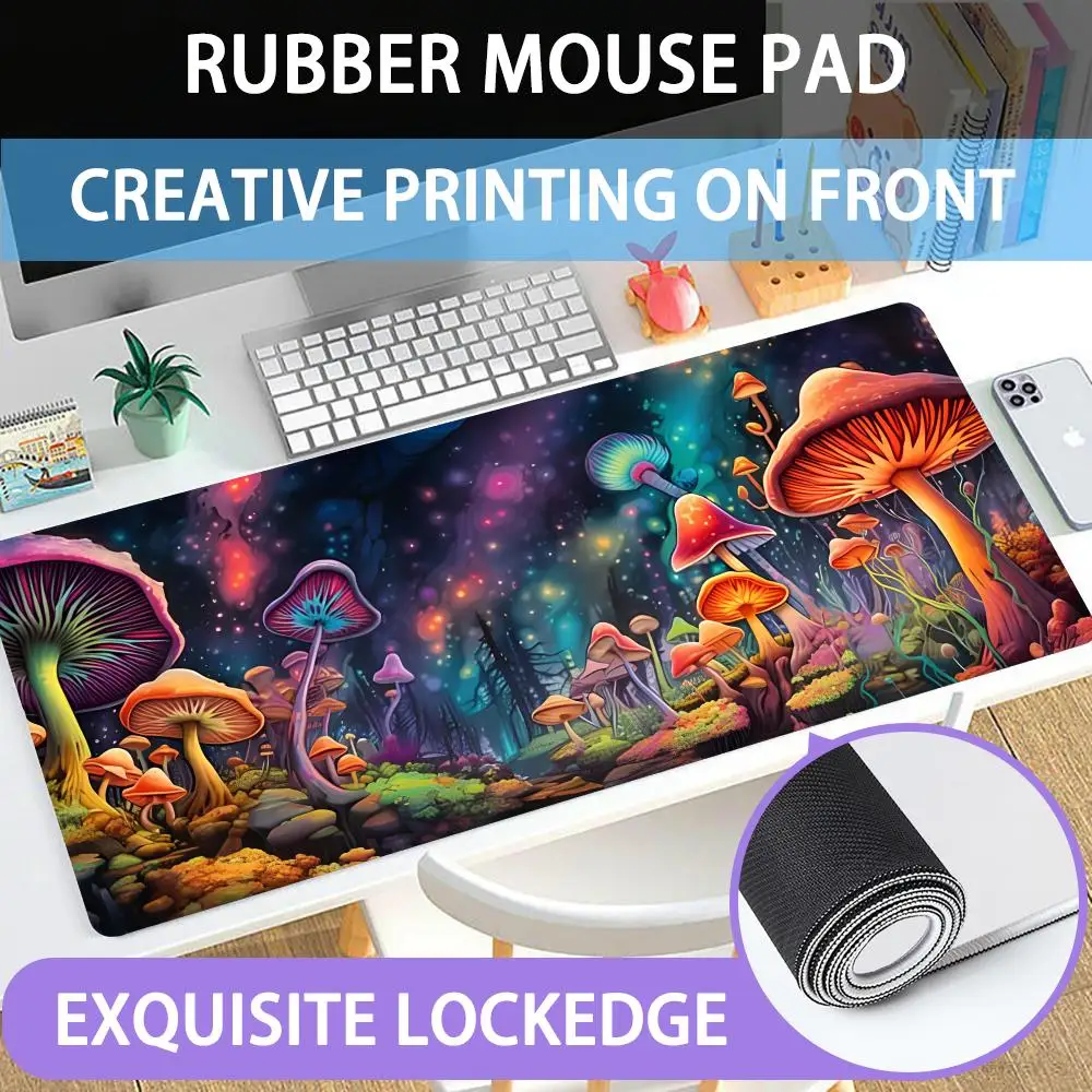 

Fantasy mushrooms Mouse Pad Large rubber mouse pad with edge-locking computer mouse pad for gamers HD printing desk pad and keyb