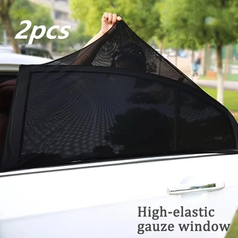 2pcs/set Car Sunshade Net, Window Privacy Net, Mosquito Net Car Sunshade Set with Buckle – UV Protection, Heat Reduction & Enhan