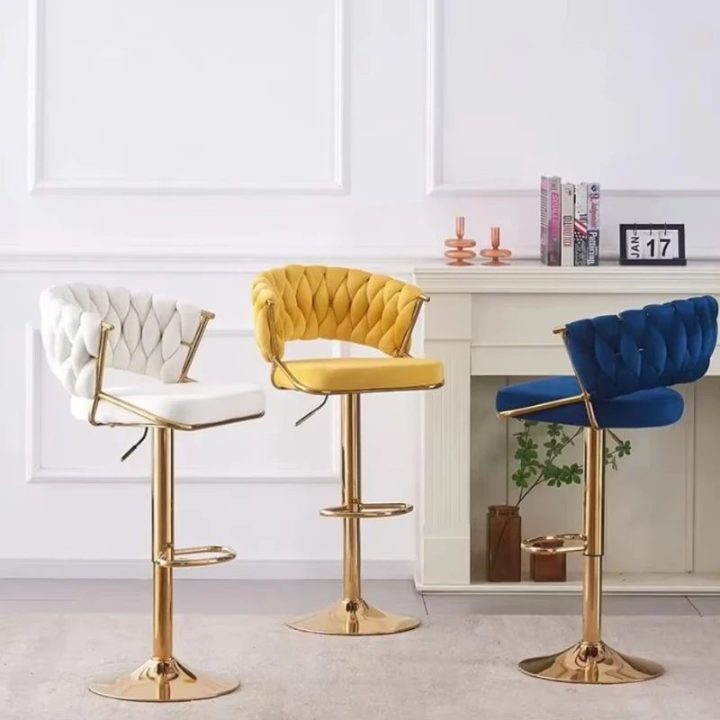 

Modern simple adjustable stainless steel high chair light luxury stool stable and durable hotel household kitchen living room