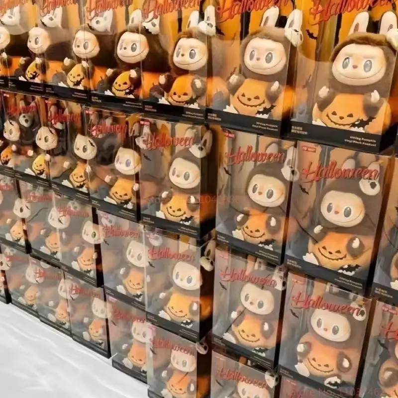 Serie de monstruos de alta calidad, juguetes de muñecos Labubu de calabaza de Halloween, modelo de figura de Anime Kawai, llavero, réplica de colgante, regalos de cumpleaños