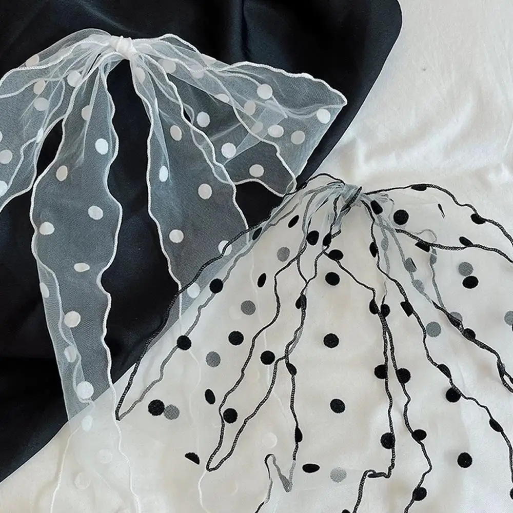 

Romantic Mesh Polka Dot Scarf for Women Long Ribbon Headscarf Lace Neck Scarf Travel Photo Headband for Women NeckKerchief
