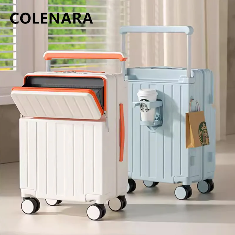 COLENARA 20 "22" 24 "26 بوصة المقصورة حقيبة الجبهة افتتاح الكمبيوتر المحمول الصعود USB شحن حقيبة تروللي بعجلات الأمتعة عجلة عالمية #3
