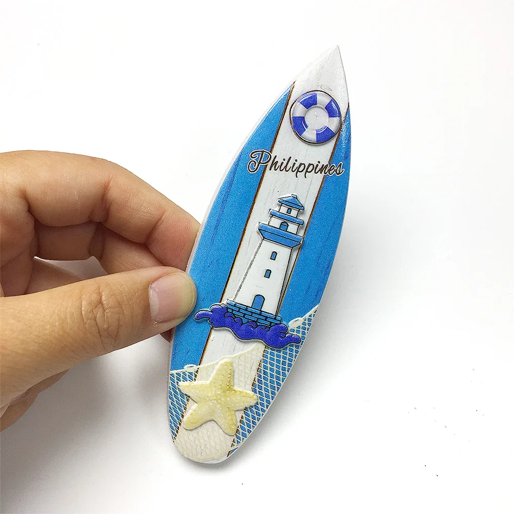 

Philippine 3D resin cute surfboard refrigerator sticker - lighthouse, starfish, lifebuoy pattern decorative refrigerator magnet