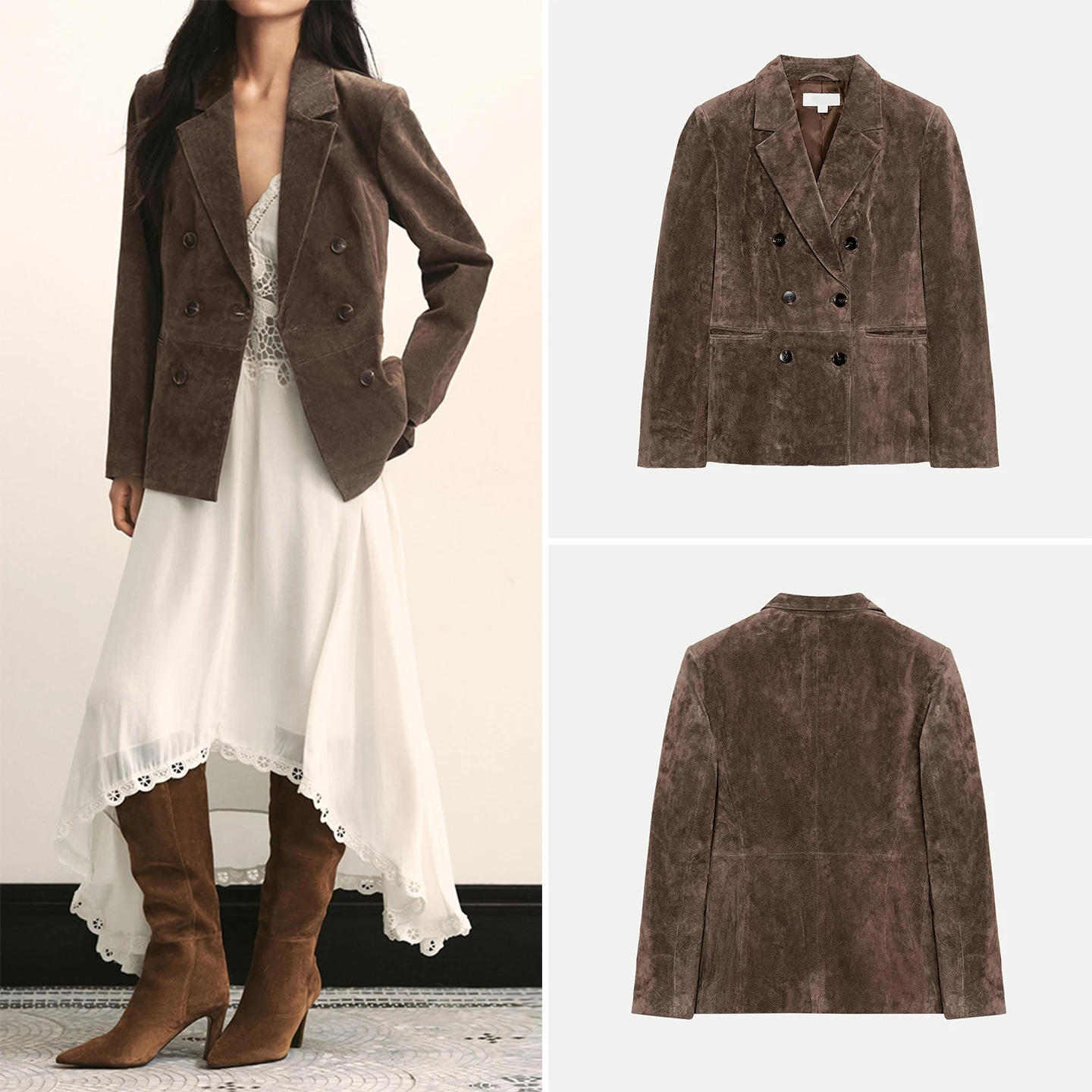 

Faionable Olive een Suit Jaet Women's Sle Classic Personali Outerwear Long Sve Double Breasted Stand Fit