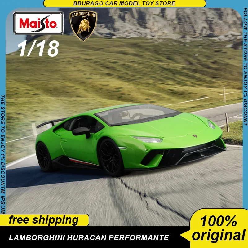 

Maisto 1:18 Lamborghini Huracan Performante Sports Car Diecast Model Edition Alloy Luxury Vehicle Toys Collection Ornaments Gift