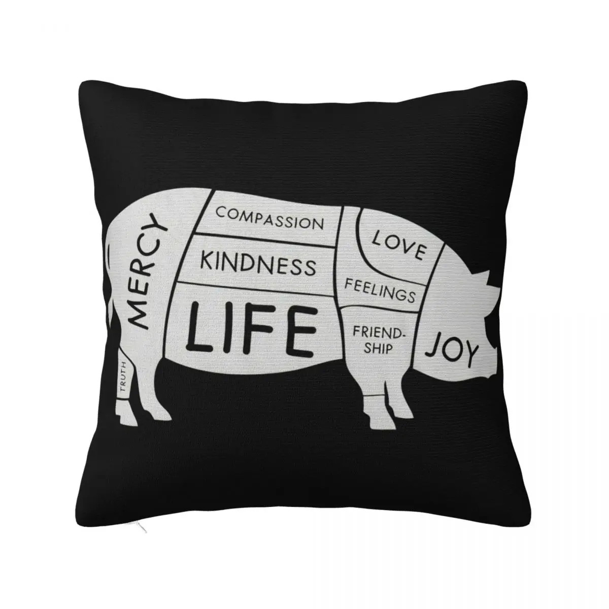 Happy Vegan Pig Swea Veggie Animal Rights Protest Alf Compassion Women Men Pillow Case