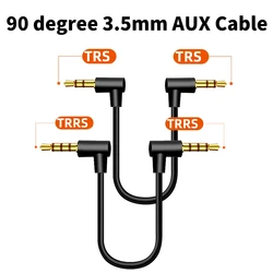 90 Degree 3.5mm TRS/TRRS Audio Cable Stereo 3.5mm to 3.5mm Right Angle AUX Cord for Headphone MP3 Smartphone Tablet Car Speakers