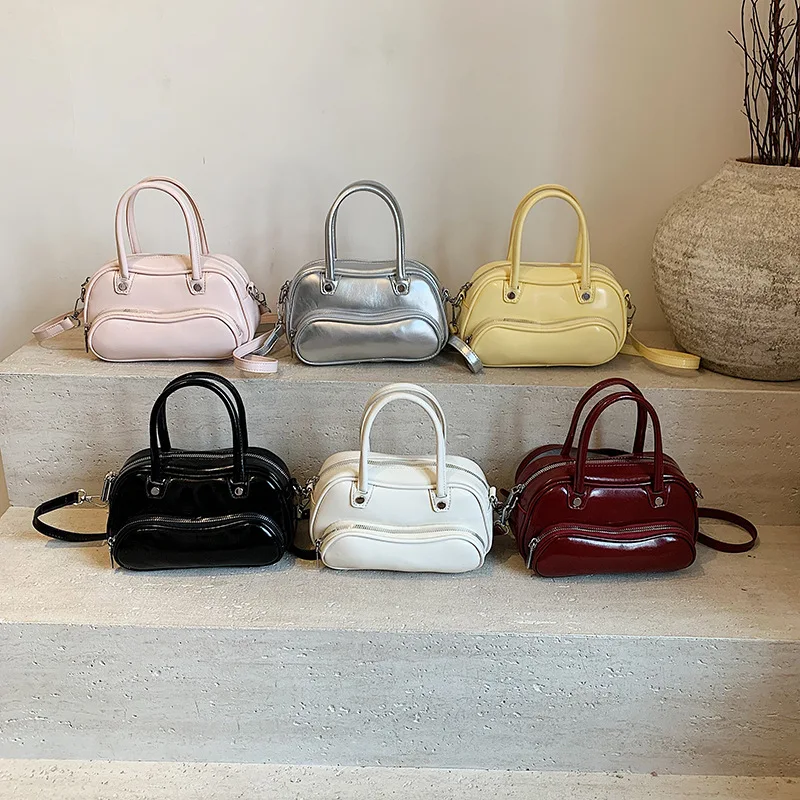 

Женская сумка 2025, однотонная мягкая кожаная сумка через плечо, маленькая квадратная сумка, модная двухслойная сумка через плечо