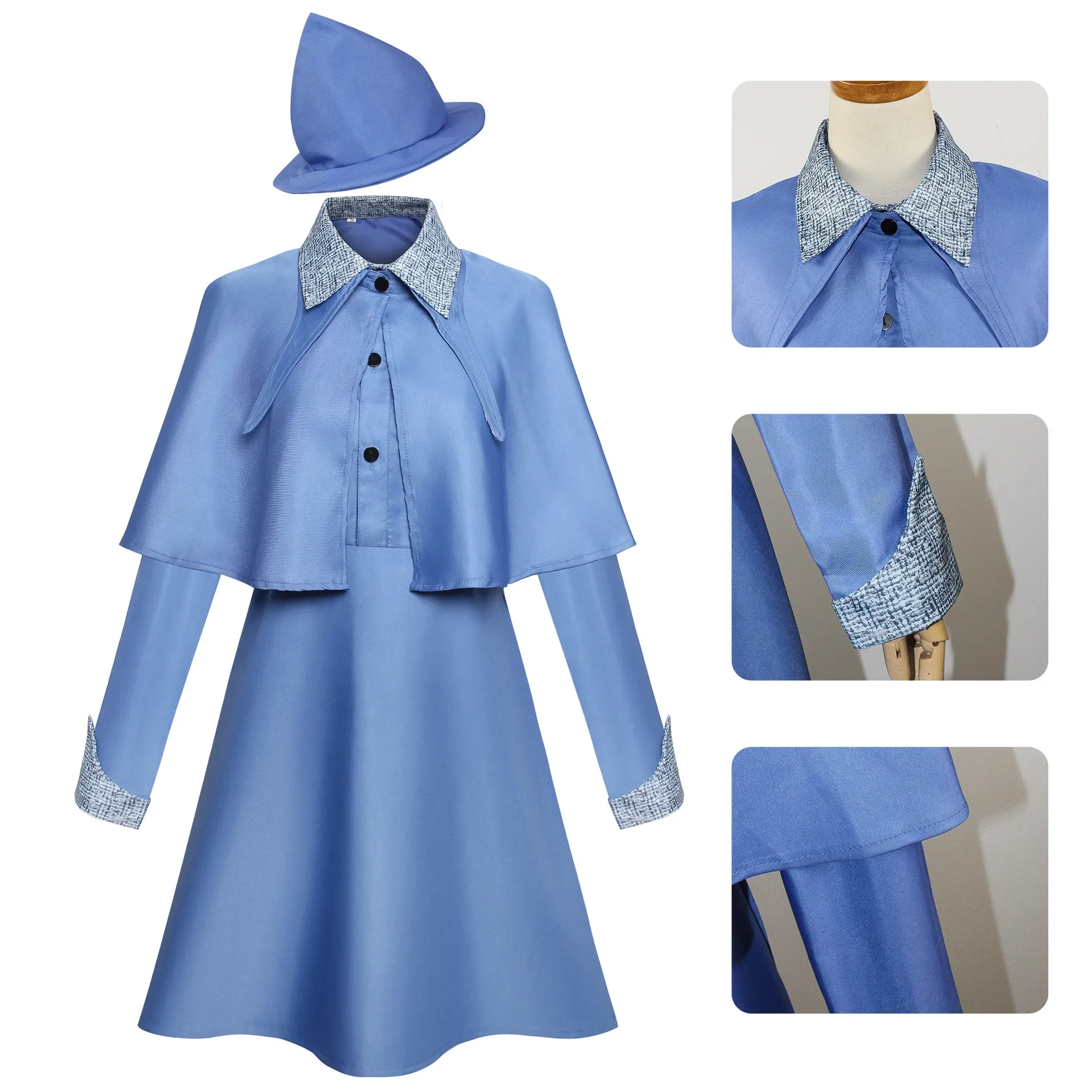 Witch Fleur Isabelle Delacour Cosplay Costume Wizard School Beauxbaton Magic Women School Uniform Hat Dress Suit Adults Children