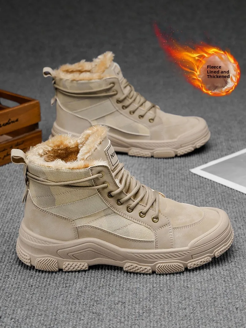 

Men's Winter Snow Boots Thickened Fleece Lined Anti-slip Wear-resistant High-top Labor Protection Boots Warm And Comfo...