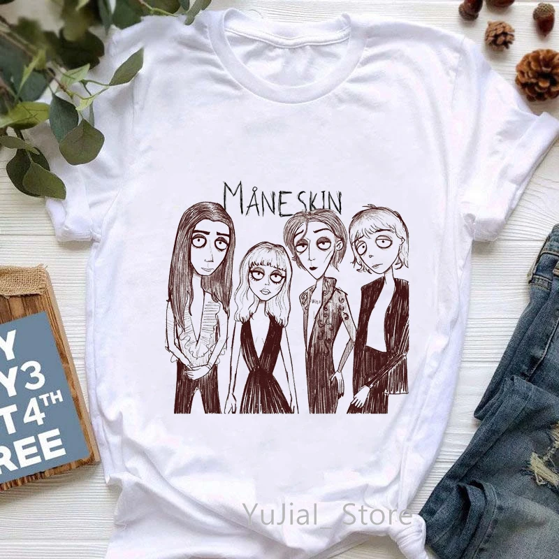 

Funny Tshirt Women Clothe 2024MåNeskin Rock Band Maneskin Cartoon Print T-Shirt Female Summer T Shirt Femme Wholesale