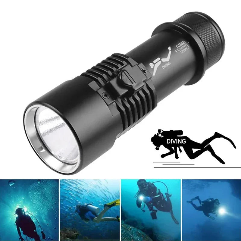 

Мощный профессиональный светодиодный фонарик для дайвинга XHP70, супер яркий водонепроницаемый фонарь для дайвинга, подводный фонарь, 3 режима для подводной воды