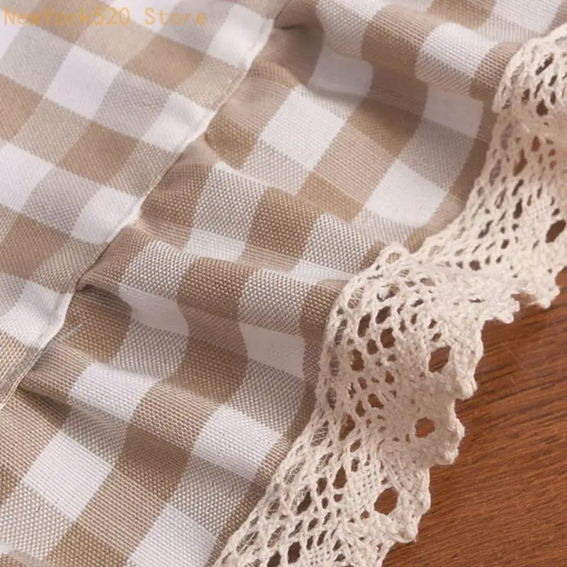 Checkered Ruffled Round Tablecloth for Dining Room, Cafes, and Home Decors N84C
