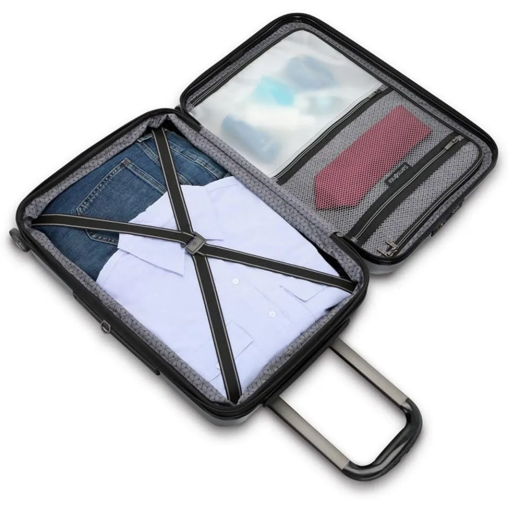 Bagagem rígida expansível de 21 polegadas com bolso frontal, durável e resistente a impactos, 360 °   rodas giratórias