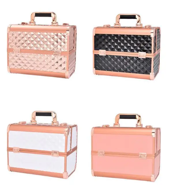 Women metal Cosmetic Bag Cosmetic case Makeup Organizer Beauty Suitcase Tattoos Nail Art Tool travel Makeup Bag Diamond Makeup