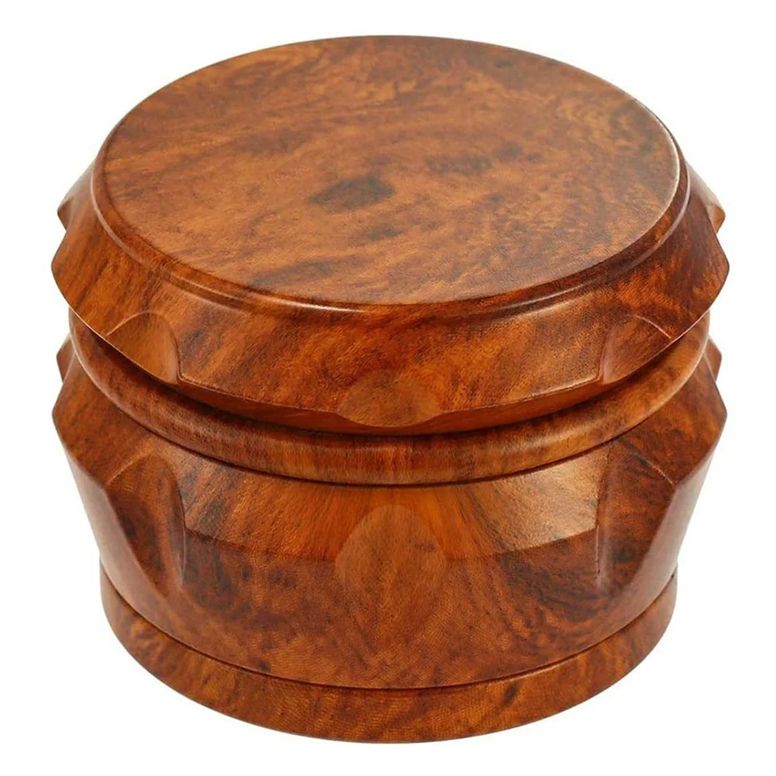 Wooden Grinder Large Capacity 4-Layer Grinder with Pollen Scraper Suitable for Home Kitchen Brown