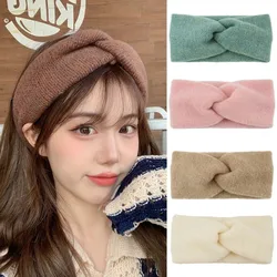 Wool Knitting Wide Headbands Winter Ear Warm Headwrap Turban For Women Girl Cashmere Cross Elastic Headscarf Hair Accessories