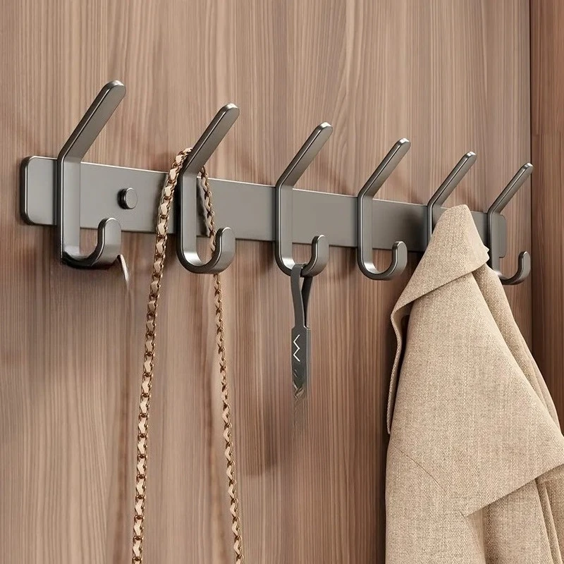 Non-Punching Wall Hook for Living Room Bedroom Bathroom Door Back Coat Hanger High Low Row Wall Hanging Storage Rack