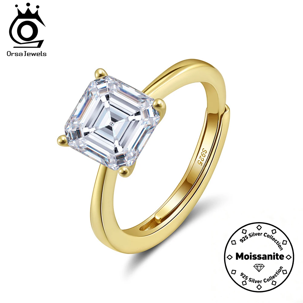 

ORSA JEWELS Emerald Cut D Color Moissanite Engagement Ring 1-4CT S925 Sterling Silver Luxury Diamond Wedding Jewelry Ring SMOR04