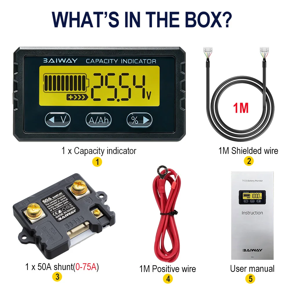 TY23 Batteriekapazitätsanzeiger 8V-120V 50A 100A, Li-Ion Lifepo4 Blei-Säure Lithium Spannungstester – Detail 7