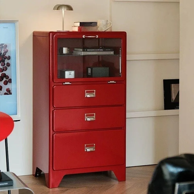 Thickened steel, stable and durable dopamine glass, drawer storage porch, living room general storage, clean and large capacity