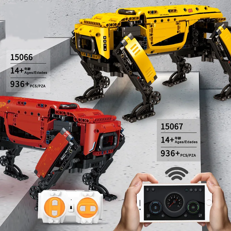 DIY mechaniczny program mocy Robot klocki do budowy zdalny RC elektryczny wielofunkcyjny mechaniczny pies cegła zabawka dla dzieci prezent