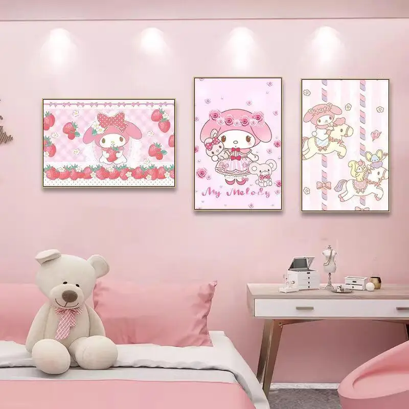 سانريو جديد الكرتون اللوحة الزخرفية بلدي ميلودي Kawaii جدار اللوحة غرفة المعيشة غرفة نوم الديكور طلاء جدران فتاة هدية