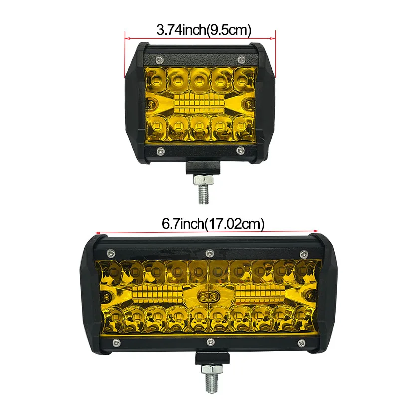 4/7Inch LED Spotlight Aluminum Alloy Driving Waterproof Yellow Led Work Light Universal For Off-Road Truck Car ATV Boat Fog Lamp