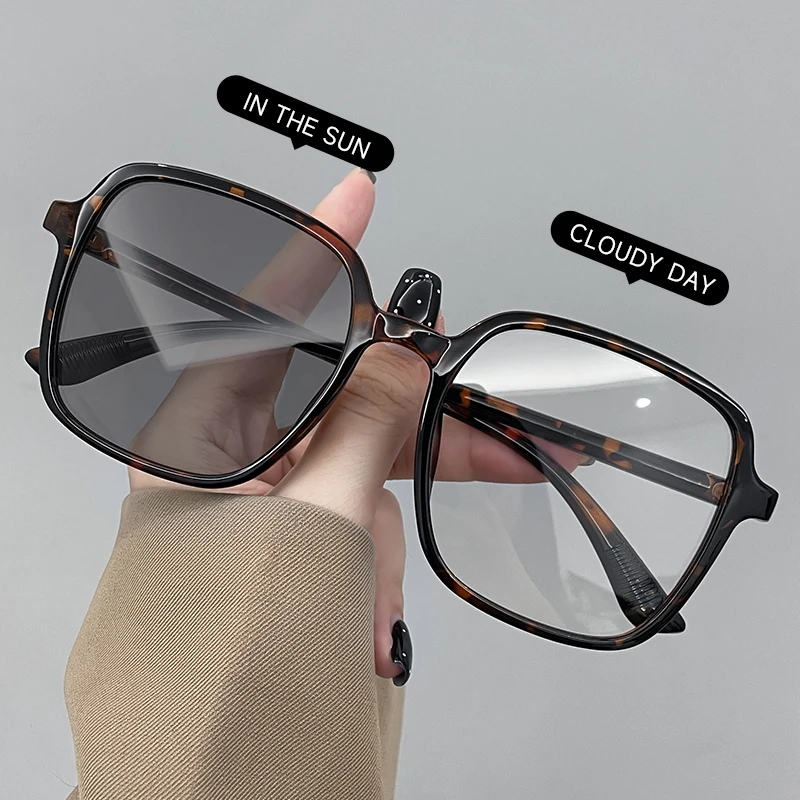 

Fashion Sunglasses For Women Statement Making Big Square Photochromic UV400 Sunglasses Bold Look Transition Lenses Unisex