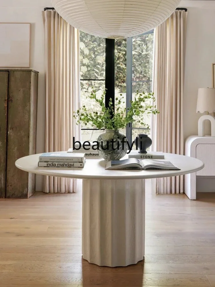 

X Light Luxury Minimalist Round Dining Table Original Wood Modern Small Apartment Household Round Table