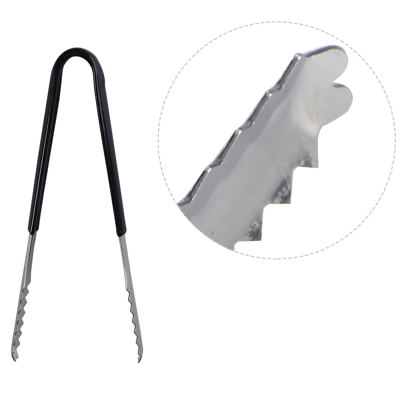 

Rubber Ice Tongs Stainless Steel 6.7 Inch Black Silver Serrated Teeth Kitchen Clips For Restaurant Bar Catering Home Office