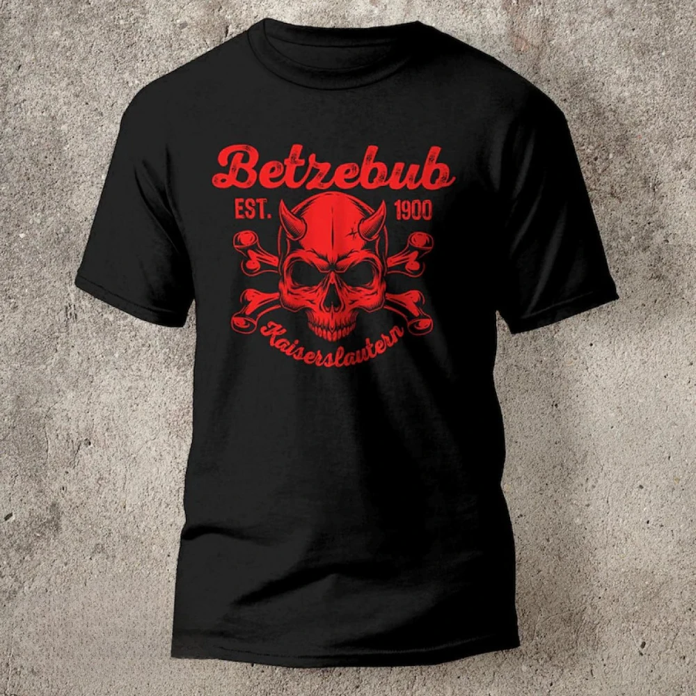 Betzebub Kaiserslautern German Team Logo T-Shirt/Hoodie Black Bohemian Style Inspired By The Betze Mascot Skull K'Lautern Print