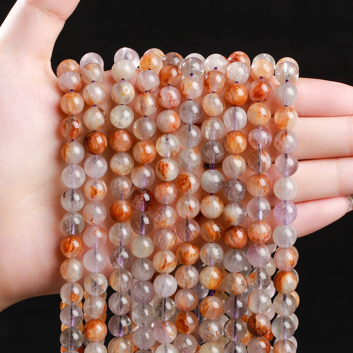 Natural Stone Aurora Ghost Quartz Crystal Beads Round Loose Spacer Bead For Jewelry Making DIY Necklace Bracelets supplies