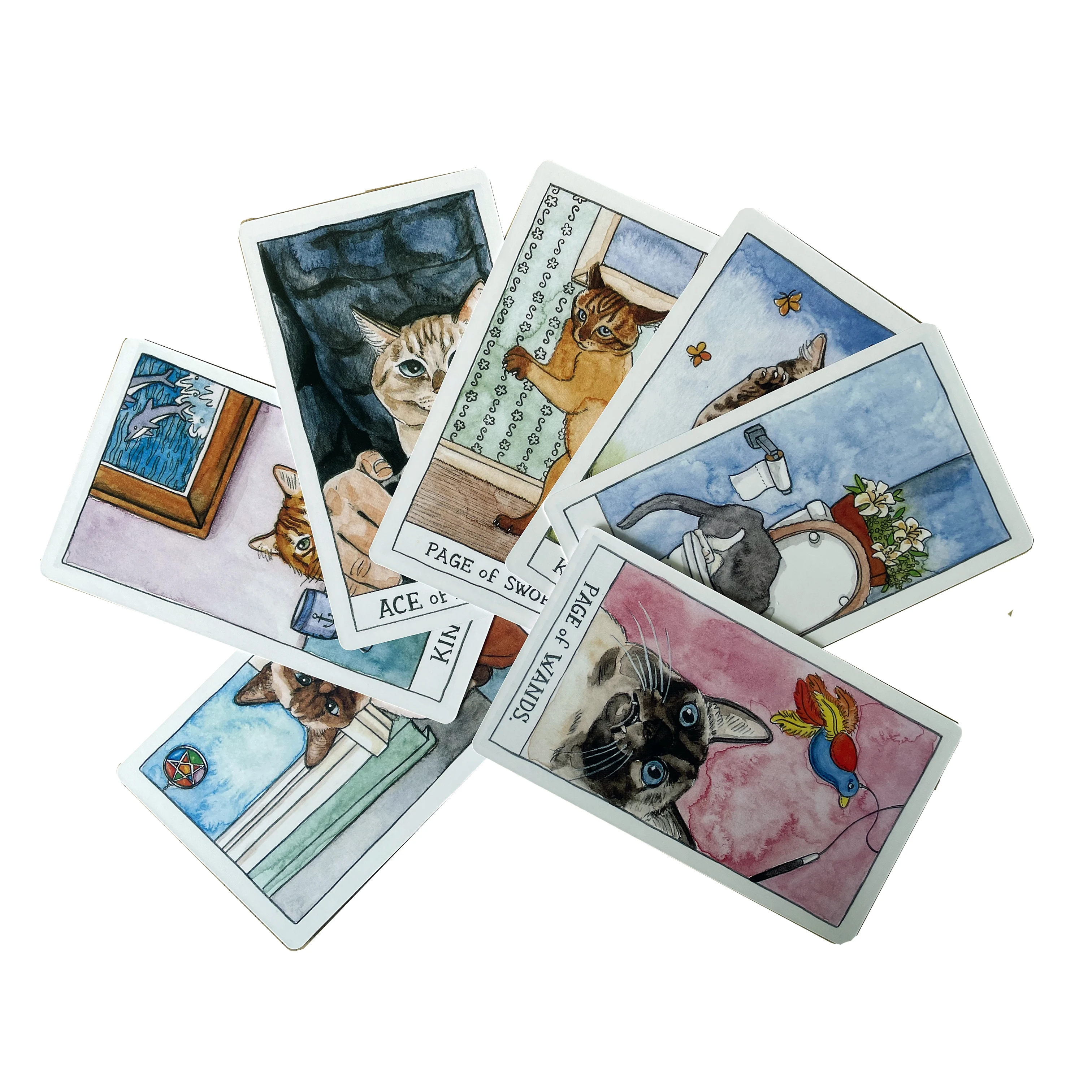 Tarot deck with guidebook for beginners , Cat tarot cards with book , Animal tarot card deck , Tarot deck with guidebook