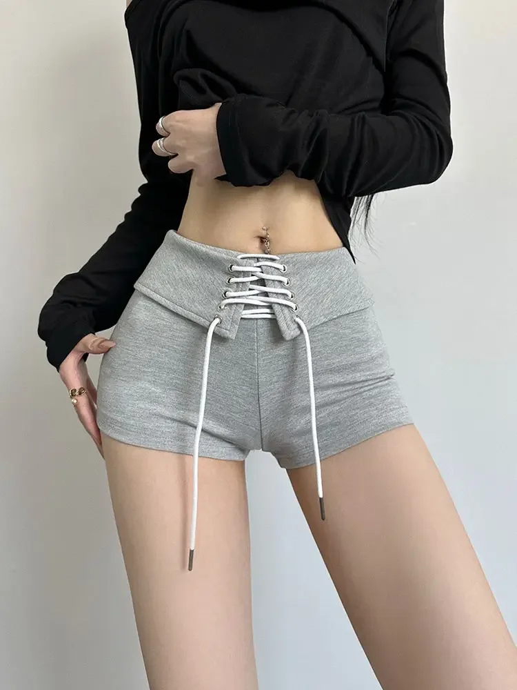 Pantaloni corti da donna Sexy a vita alta Bottino attillato Skinny Coquette Abbigliamento moda 2025 Trend Y2k Vintage da indossare pantaloncini per le donne