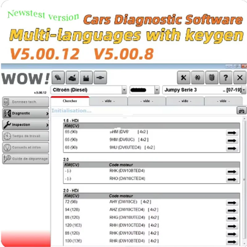 Hot selling  For Tcs Multi-diagnostic Car Software Repair Data For V5.00.12 WOW 5.00.8 R2 diagnostics Software with Kengen