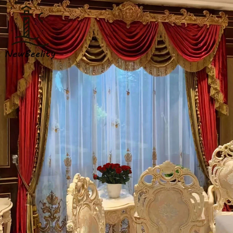 

Роскошные элитные бархатные банкетные шторы в европейском стиле ретро с праздничной новогодней атмосферой для гостиной, спальни, столовой, индивидуальный размер