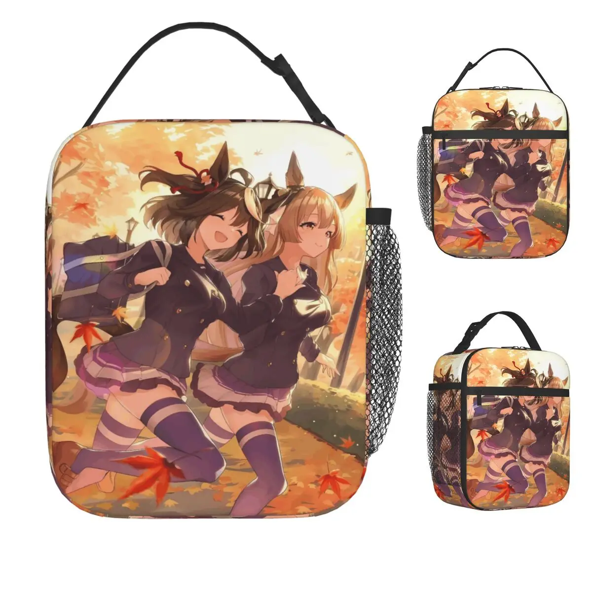 

Аниме Uma Musume, сумка для обеда для женщин, ланч-бокс, винтажная школьная сумка-холодильник, портативная изолированная сумка-тоут Оксфорд, сумки для еды