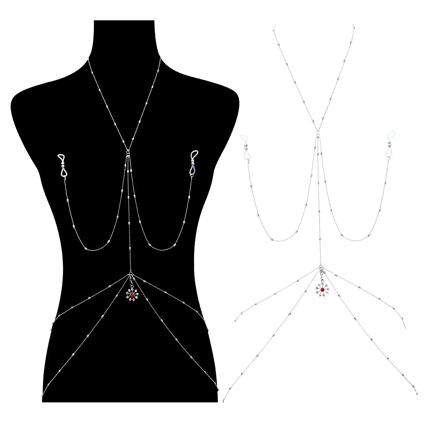 Fake Nipple Piercing with Chain Non Piercing Fake Nipple Rings with Choker Necklaces for Women Adjustable Nipple Clamps  Jewelry