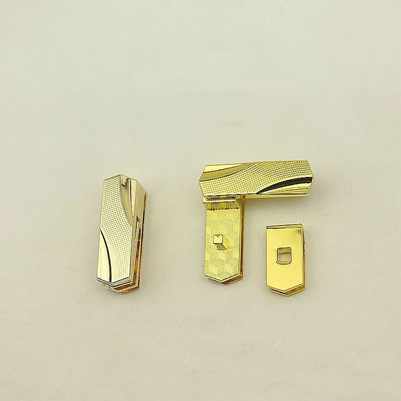 

2Pcs K Gold Metal Lock Clasp Rectangle Press Push Swivel Twist Locks Buckles DIY Bags Hardware Parts Decoration Accessories