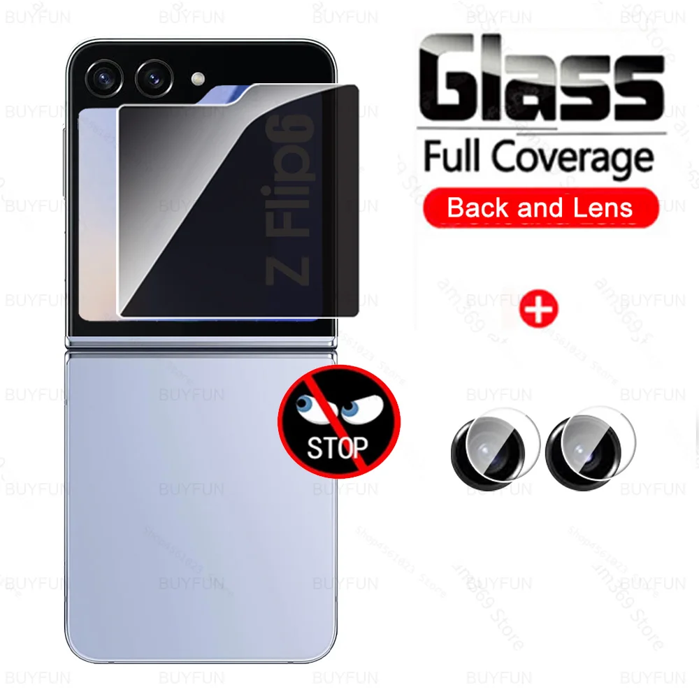 Privacy Back Glass For Samsung Galaxy Z Flip6 5G Tempered Glass Camera Lens Film ZFlip6 ZFlip 6 Flip 6 Anti-Spy Screen Protector