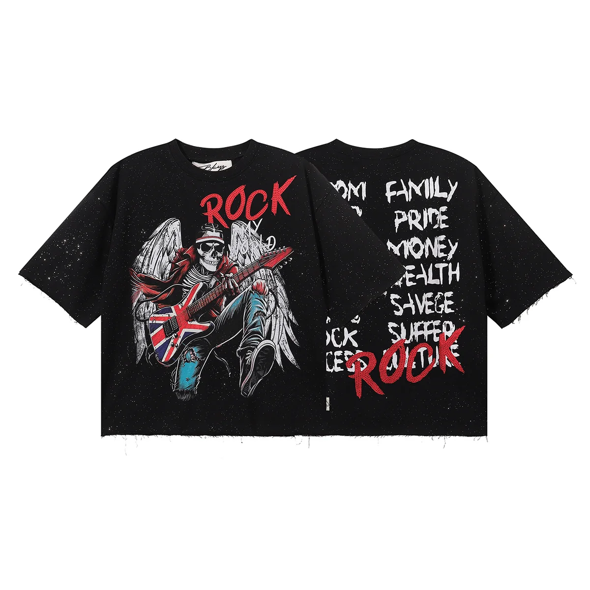 Casual Trendy Brand Letter Printed BKYS Rock My World F-Terry Cropped t Shirt Tee Hot Diamond Hoop Short sleeved T-shirt for Men