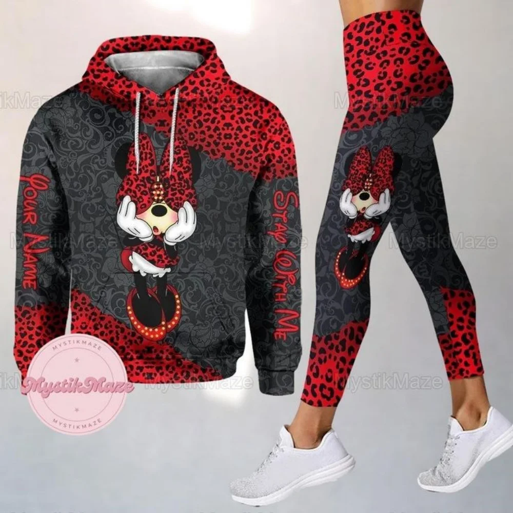 

2025 Disney 3D Hoodie Sports Sweatshirt Yoga Pants Minnie Fashion Sports Women Yoga Set