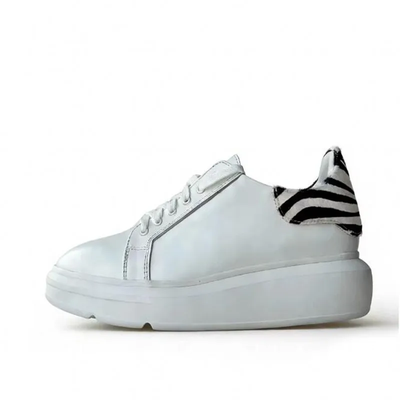 Handmade White Leisure Platform Shoes Genuine Leather Customized Mens Comfortable Breathable Fashion Sneakers Casual Footwear