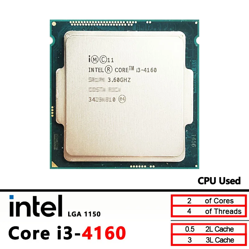 

Intel Core i3-4160 Used i3 4160 3.6 GHz Dual-Core Quad-Thread CPU processor 3M 54W LGA 1150