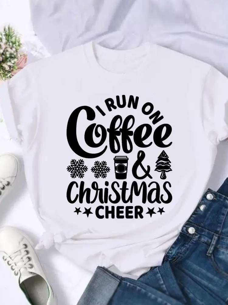 Women Holiday Shirt Clothing Print T Top Merry Christmas Snowman Cartoon Happy New Year Graphic T Tee Fashion 2025T-shirts