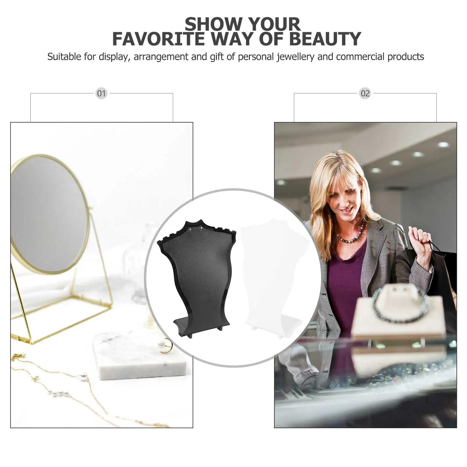 

2 Pcs Necklace Earring Display Stand Chain Bust Jewellery Organiser Holder Jewelry One Piece Man