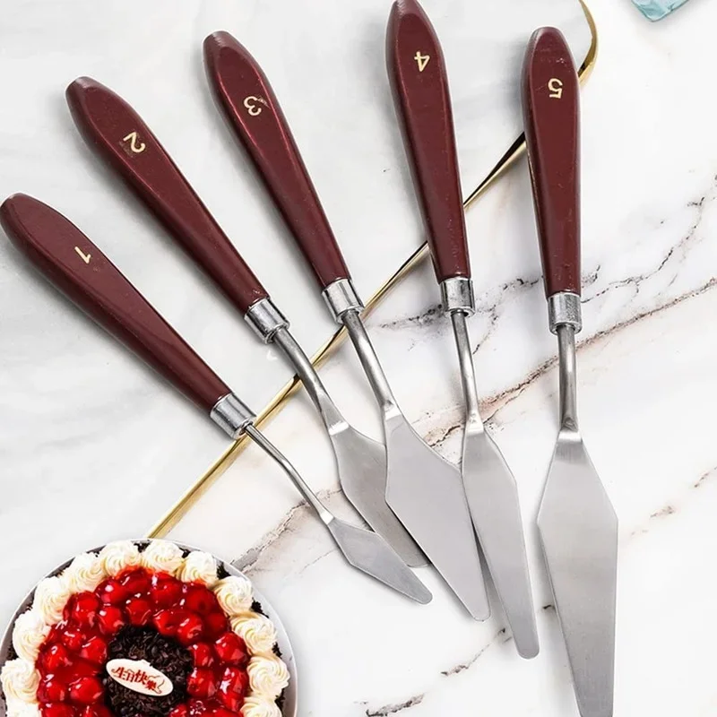 Cake Spatula Set Stainless Steel Butter Cream Knife Cake Scraper Smoother Metal Cake Decoration Baking Pastry Tools