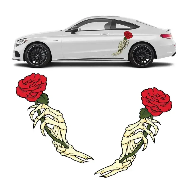 Skeleton Rose Car Decal Livery, 2 Piece Set, Limited Edition, Exclusively Designed In-house and Printed on Premium Vinyl