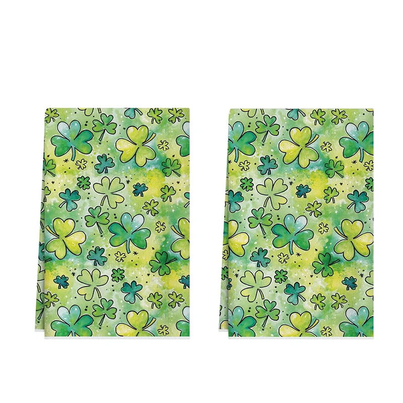

2 шт., кухонные полотенца с акварельным изображением клевера ко Дню святого Патрика, набор полотенец 40х60 см, супервпитывающая мягкая салфетка для уборки, полотенце для готовки и выпечки, полотенце для рук, салфетка для уборки, кухонное полотенце, украше